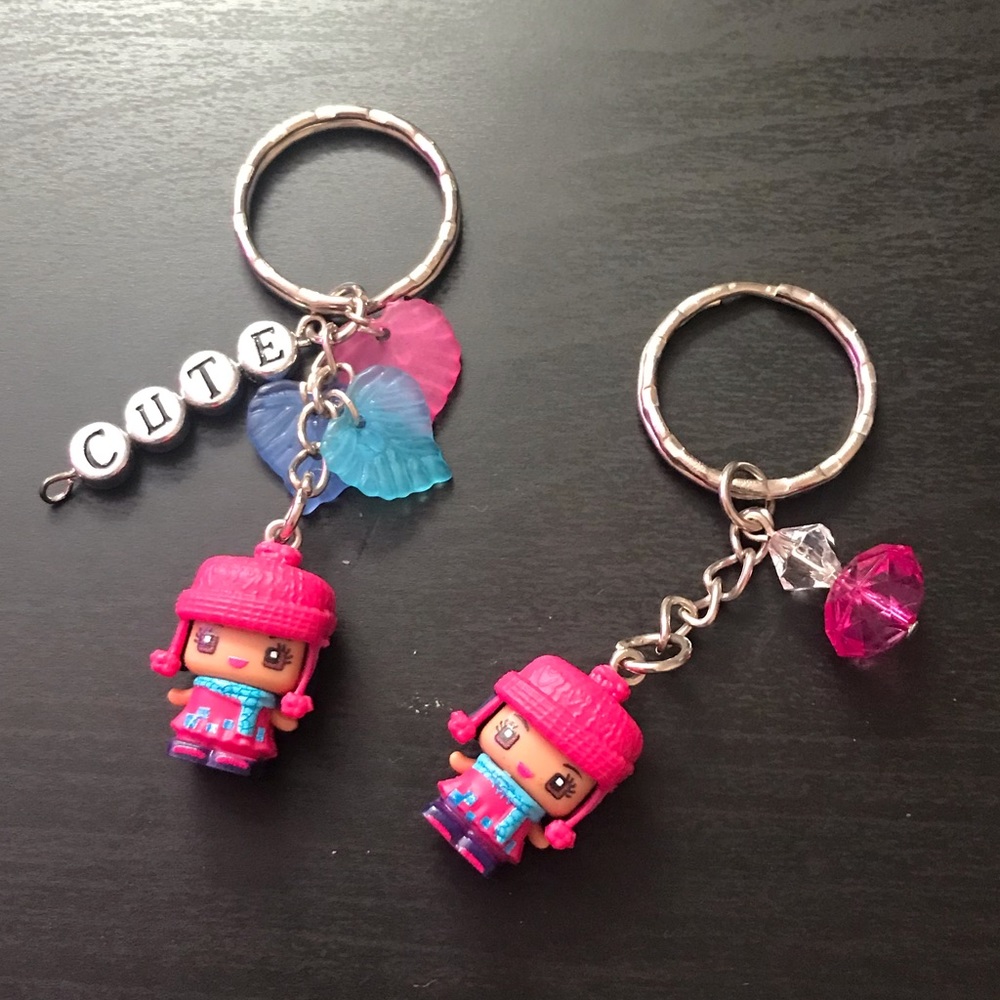 my mini mixieq's Winter Girl Handmade Friendship Keychains Set Of 2